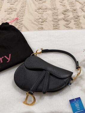 Dior Black Mini Saddle Bag with Gold Hardware Pristine Condition
